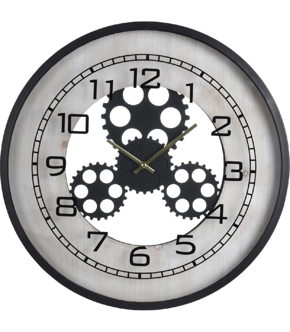 wadiga Horloge Murale Ronde en Métal Engrenages - 48cm