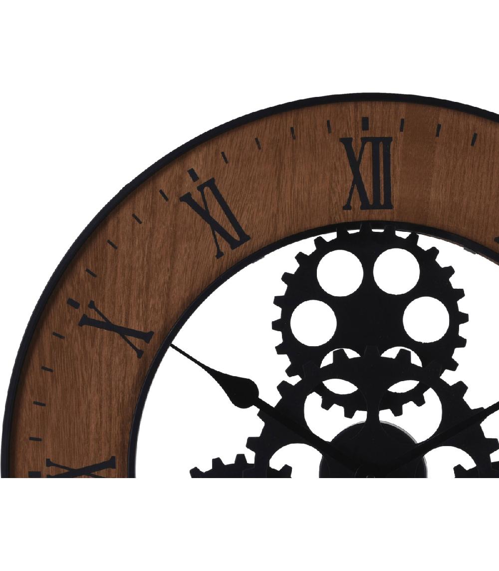 Wadiga Horloge Murale Ronde En Métal Et Bois Engrenage - Diamètre 57cm
