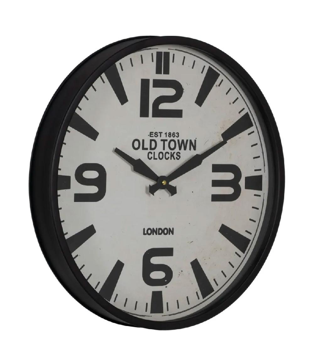 Wadiga Horloge Murale Ronde En Métal Noir Et Blanc London 46cm