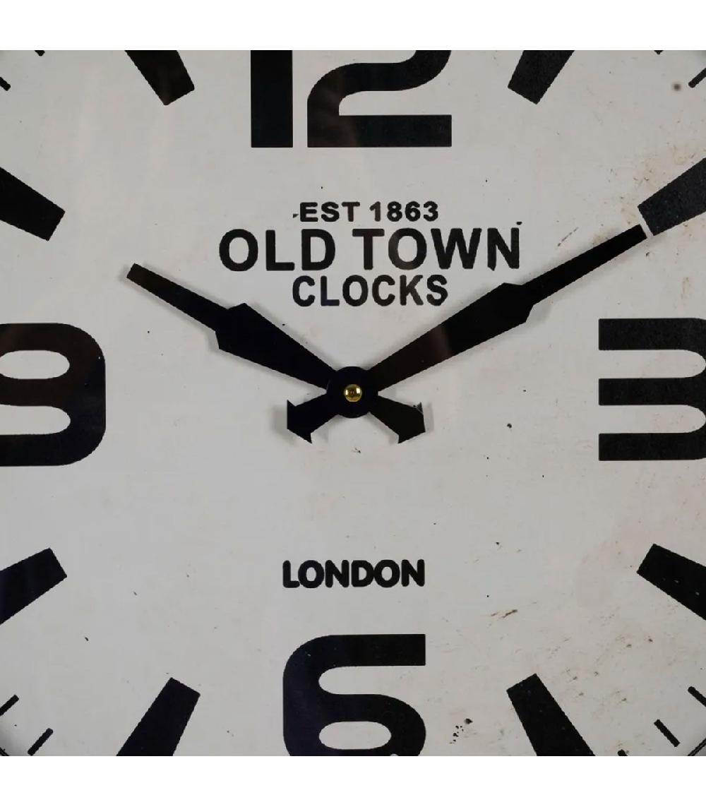 Wadiga Horloge Murale Ronde En Métal Noir Et Blanc London 46cm