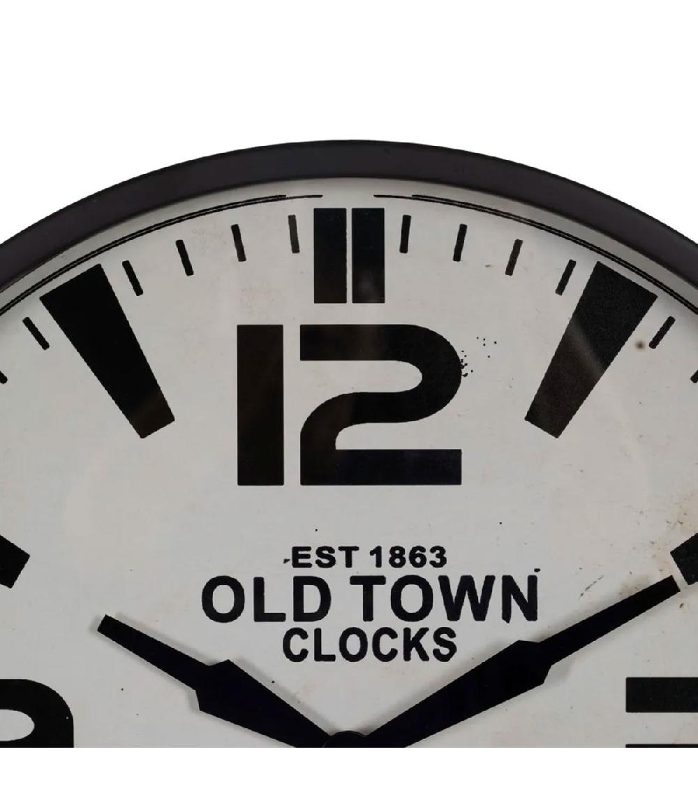 Wadiga Horloge Murale Ronde En Métal Noir Et Blanc London 46cm