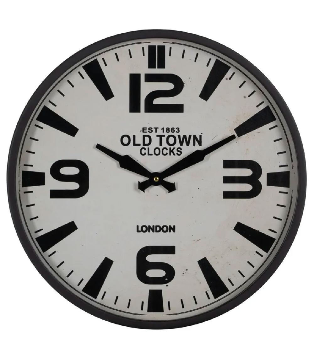 wadiga Horloge murale ronde en métal noir et blanc London 46cm