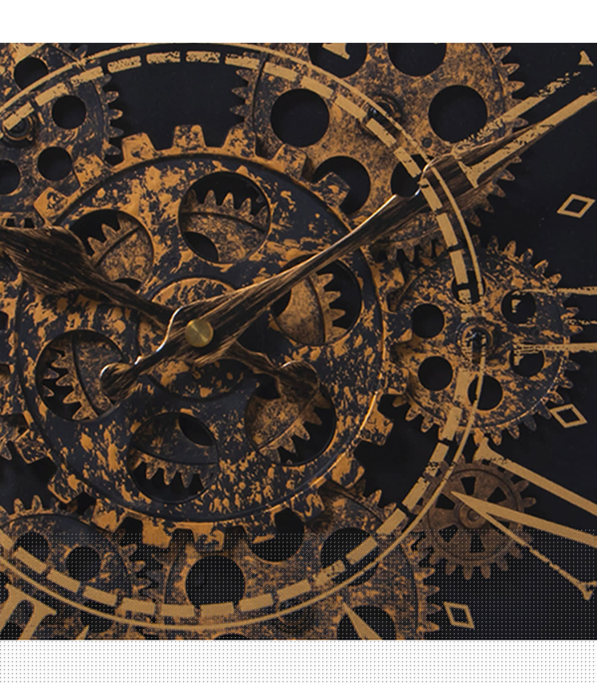 Wadiga Horloge Murale Ronde En Métal Noir Et Doré Engrenage - D36cm