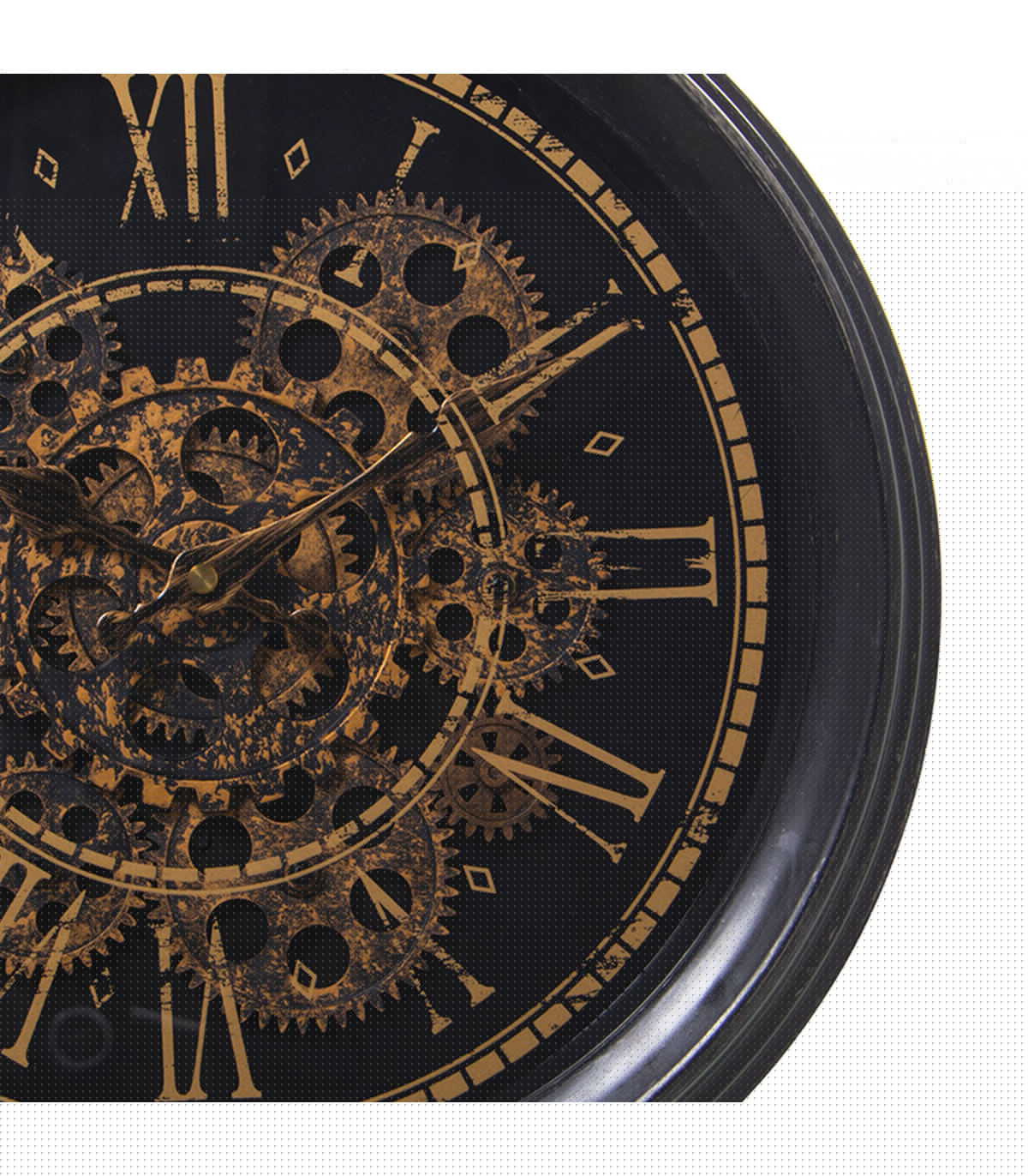 Wadiga Horloge Murale Ronde En Métal Noir Et Doré Engrenage - D36cm
