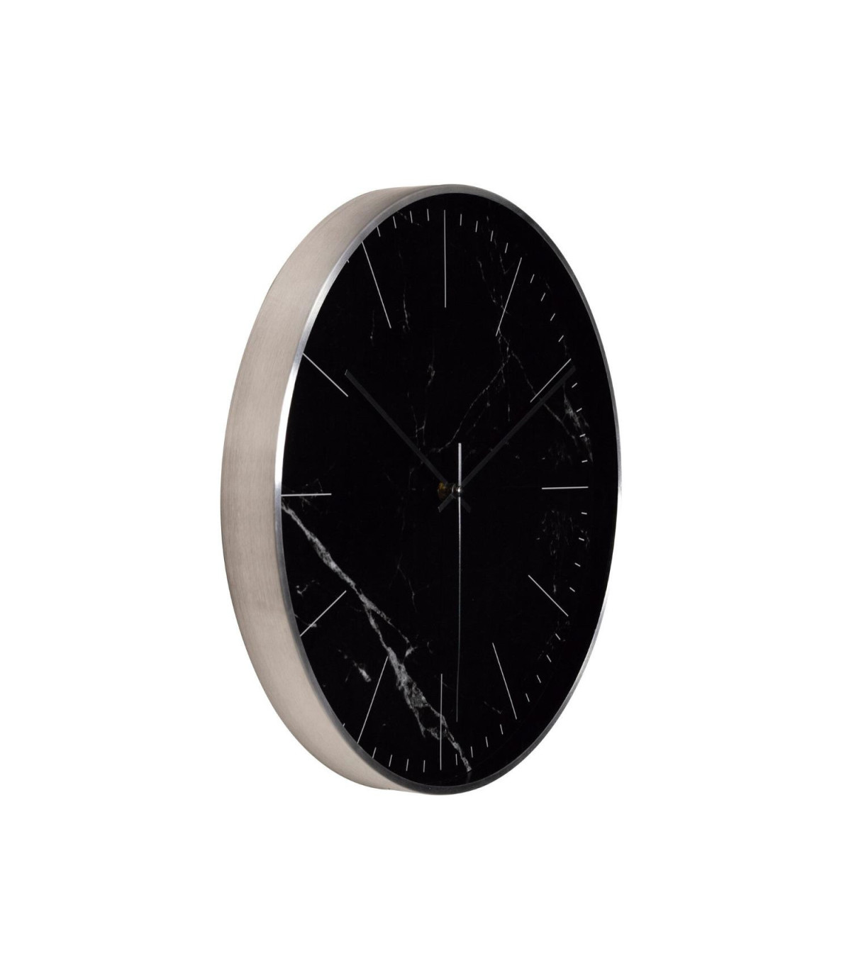 Wadiga Horloge Murale Ronde Noire Effet Marbre - Diam. 40cm
