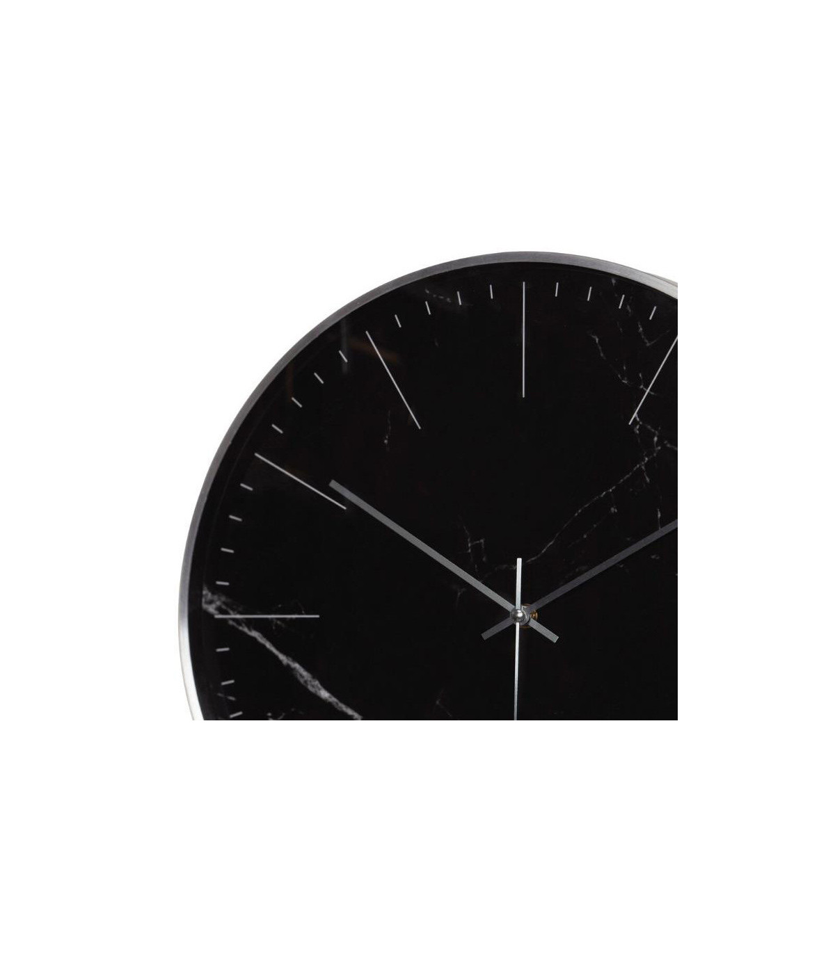 Wadiga Horloge Murale Ronde Noire Effet Marbre - Diam. 40cm