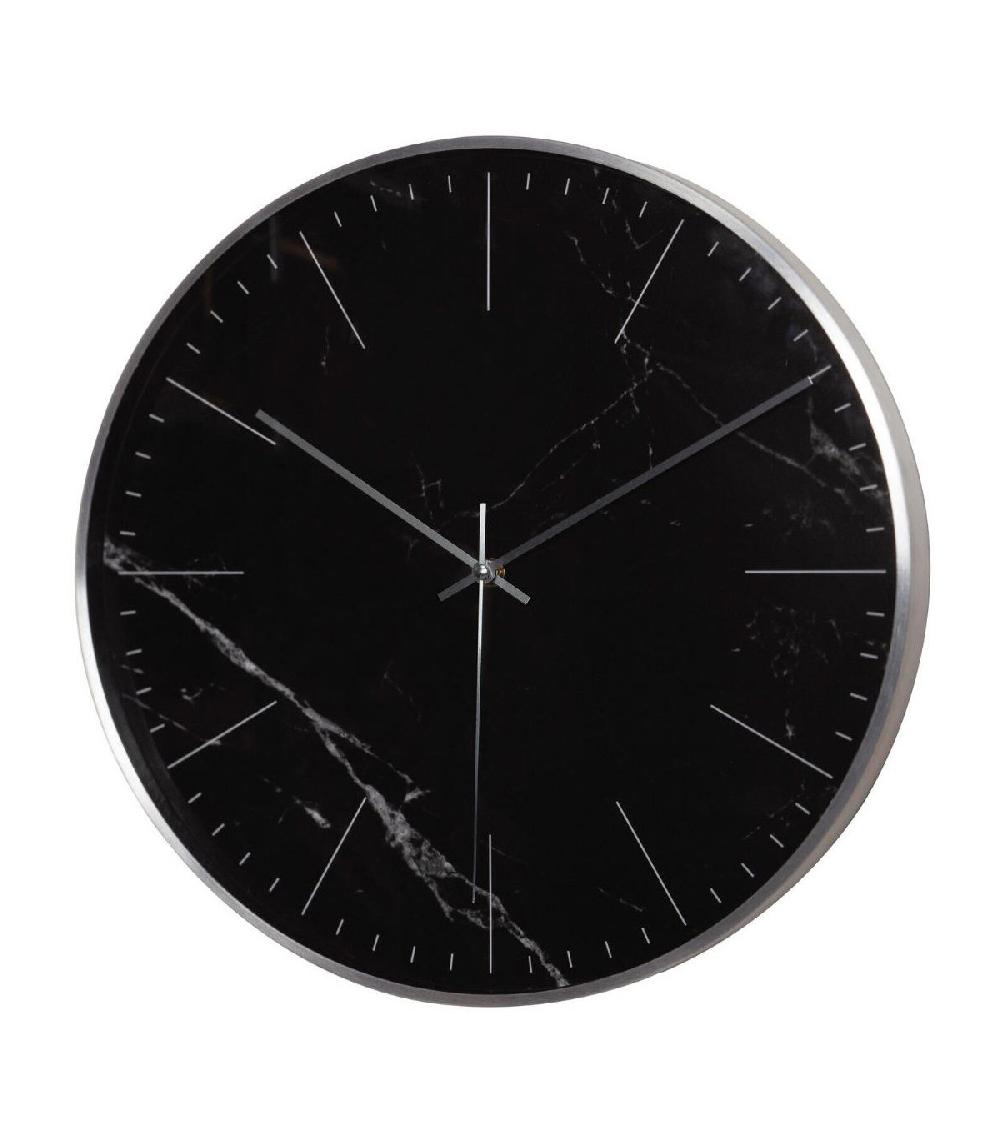 wadiga Horloge Murale Ronde Noire Effet Marbre - Diam. 40cm