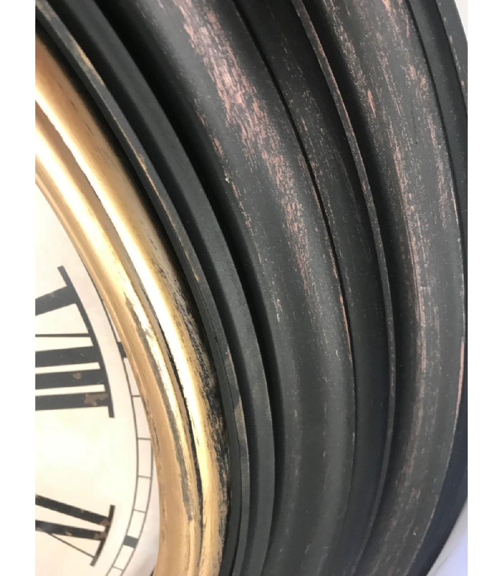 Wadiga Horloge Murale Ronde Noire Et Dorée - Diamètre 59cm