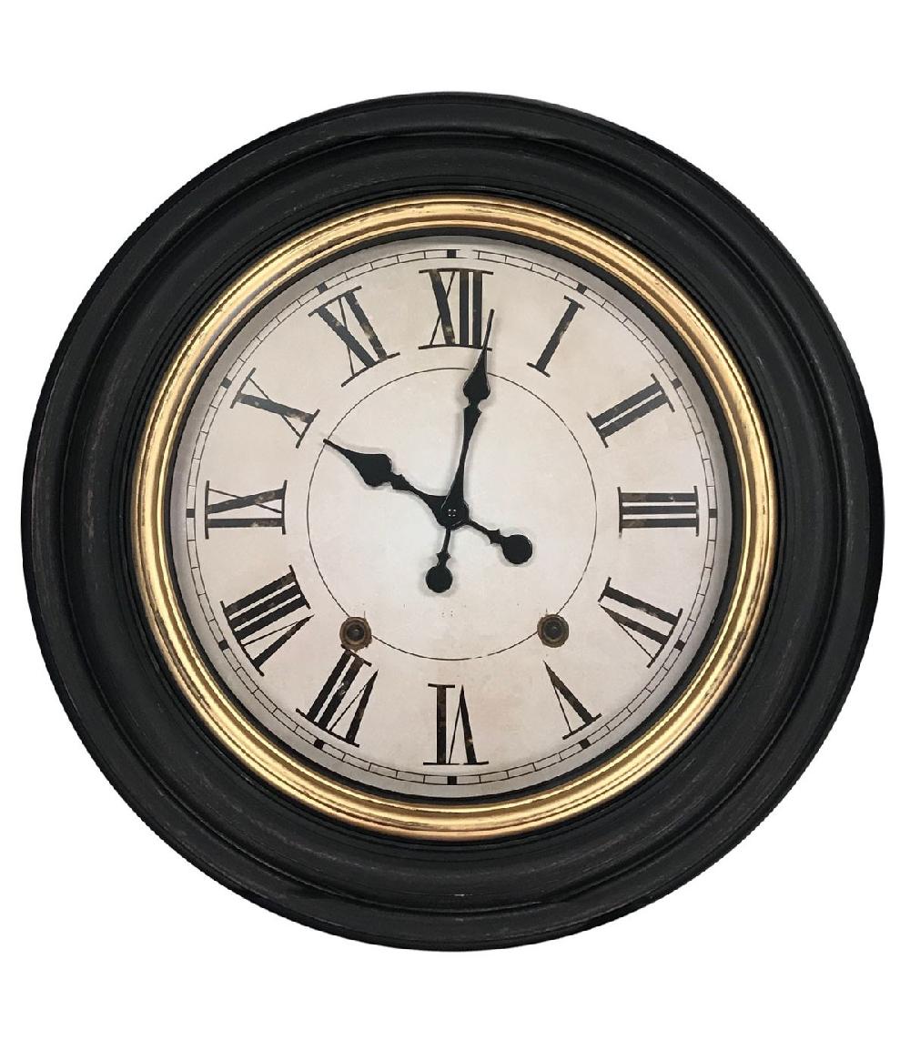 wadiga Horloge Murale Ronde Noire et Dorée - diamètre 59cm