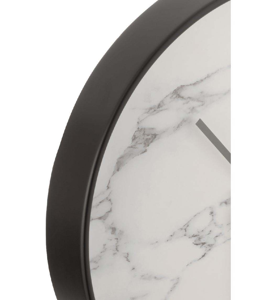 Wadiga Horloge Murale Ronde Noire Fond Effet Marbre Blanc - Diam. 40cm