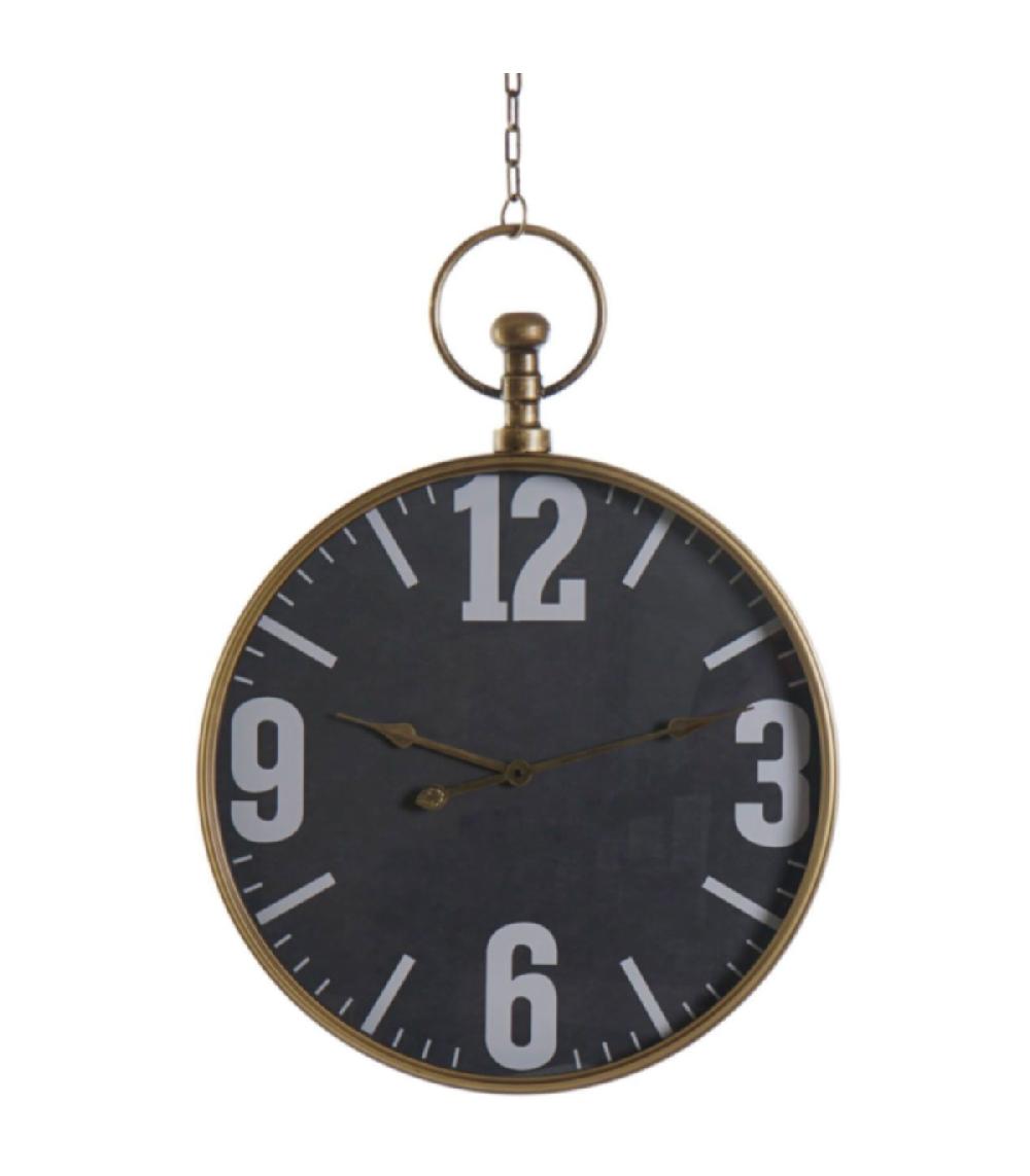 wadiga Horloge murale suspendue métal noir et doré - 60x6.5x80cm
