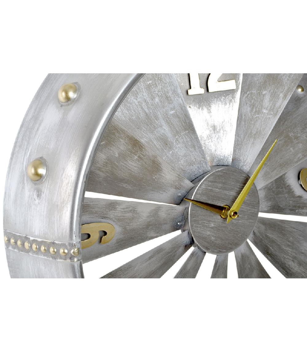 Wadiga Horloge Murale Turbine En Métal Galvanisé Gris