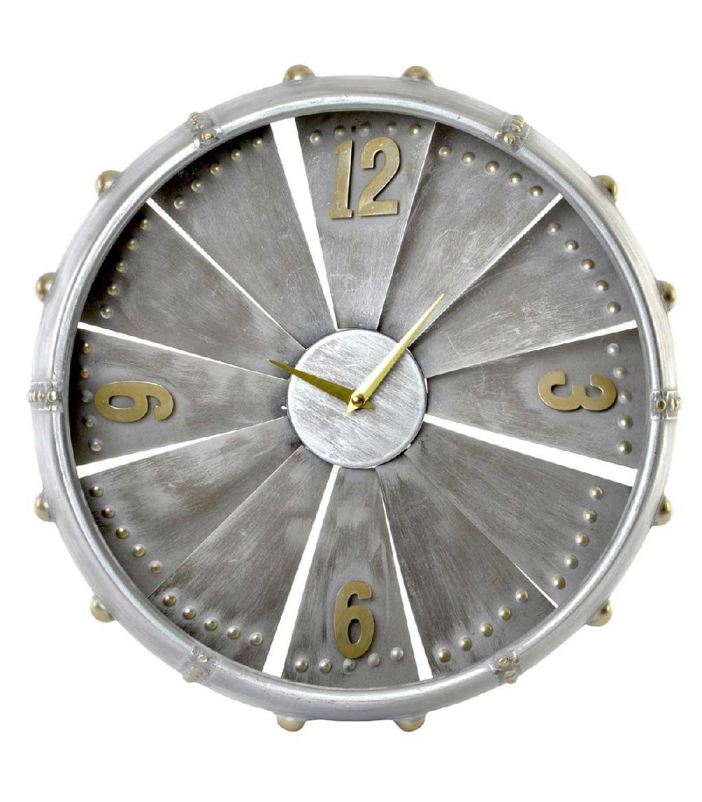 wadiga Horloge Murale Turbine en Métal Galvanisé Gris