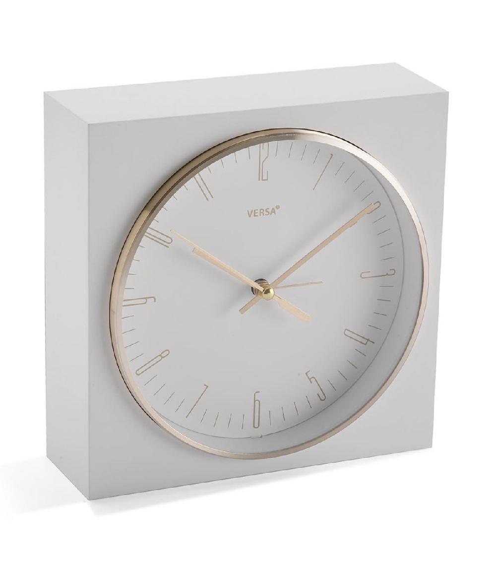 wadiga Horloge réveil de table blanc et doré 16.5x6.5x16.5cm