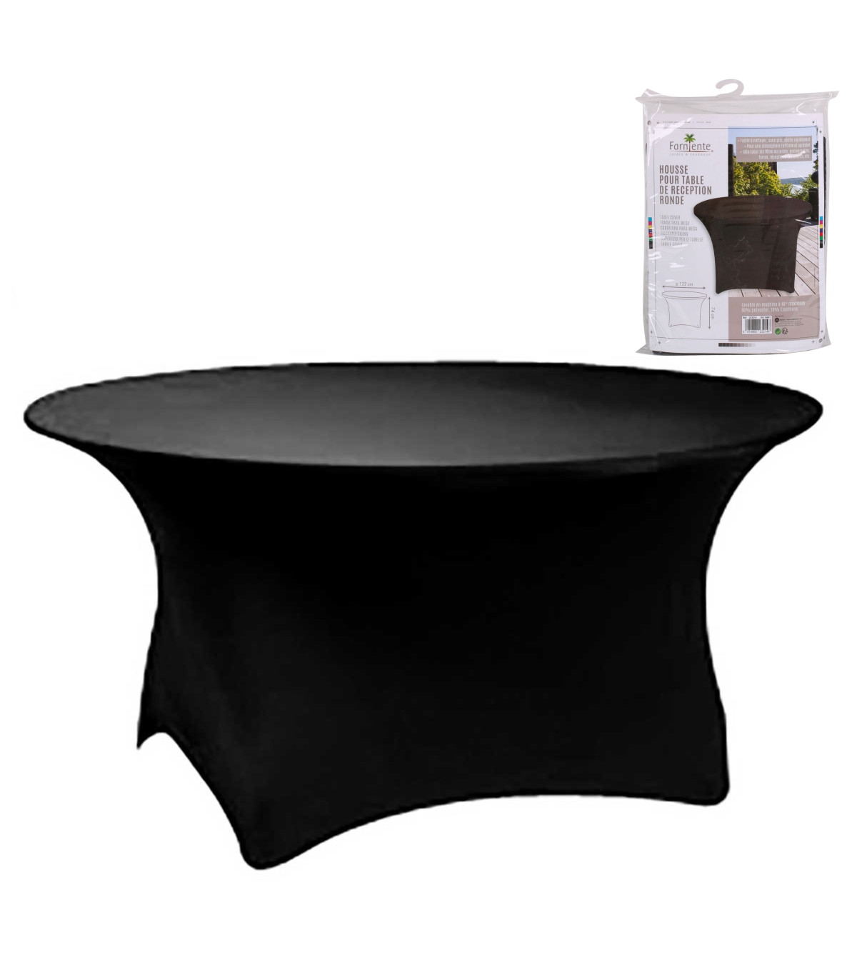 Wadiga Housse Noire Pour Table De Réception - 122x122x74cm