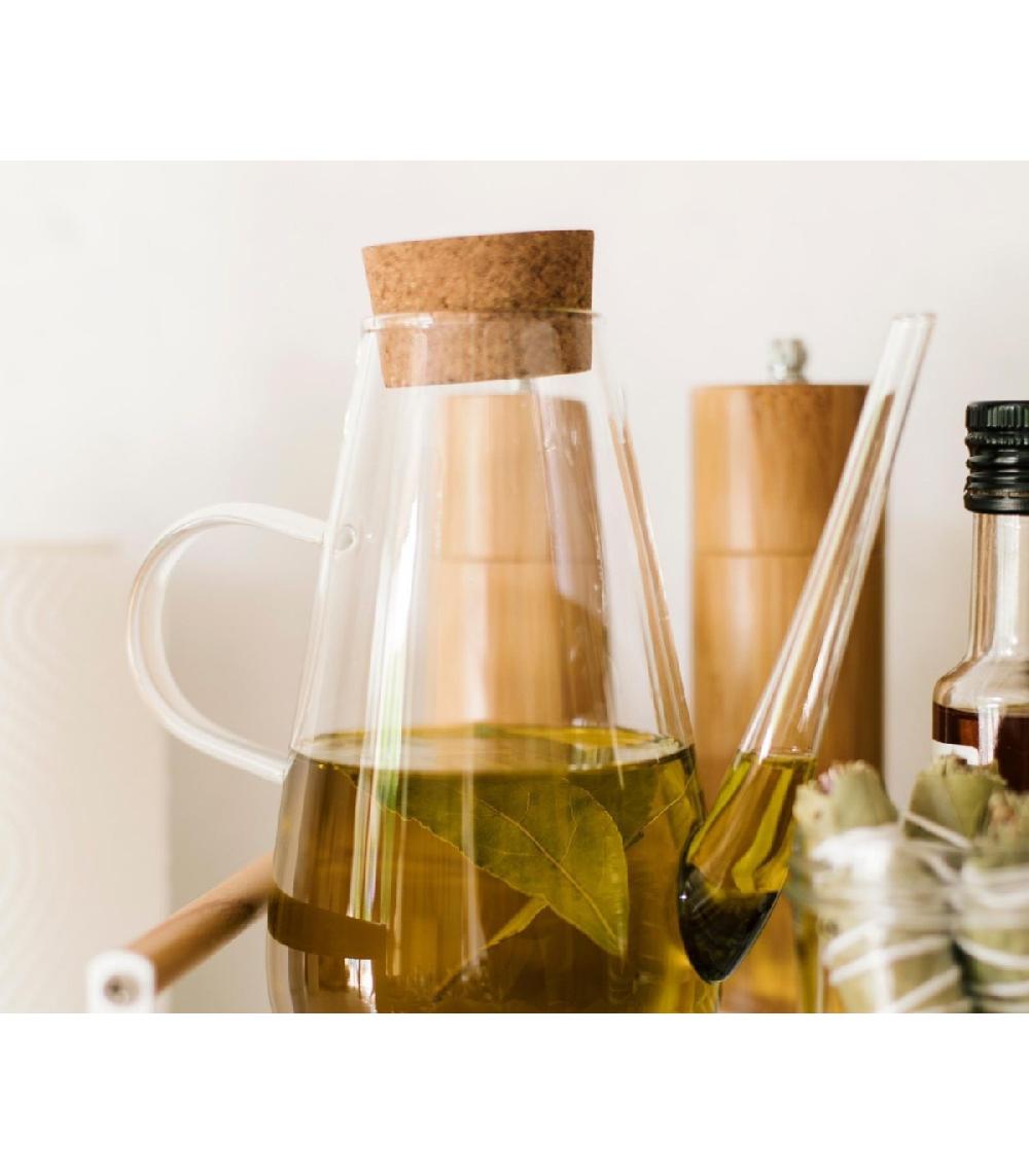 Wadiga Huilier En Verre Transparent Avec Bouchon Liège - 750ml