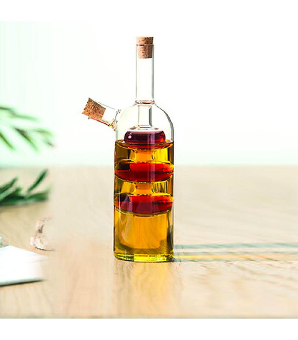 Wadiga Huilier Vinaigrier 2-en-1 Transparent En Verre Bouchons Liège 0.29L