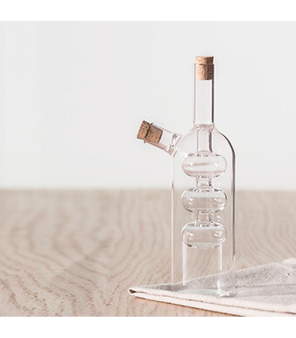 Wadiga Huilier Vinaigrier 2-en-1 Transparent En Verre Bouchons Liège 0.29L