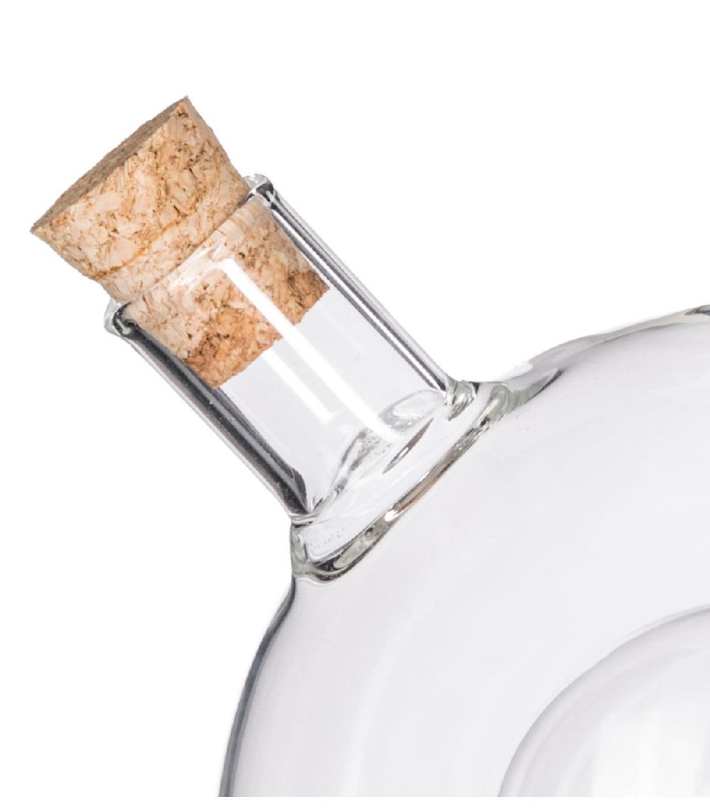 Wadiga Huilier Vinaigrier 2-en-1 Transparent En Verre Bouchons Liège - 14x10.5x10.5cm