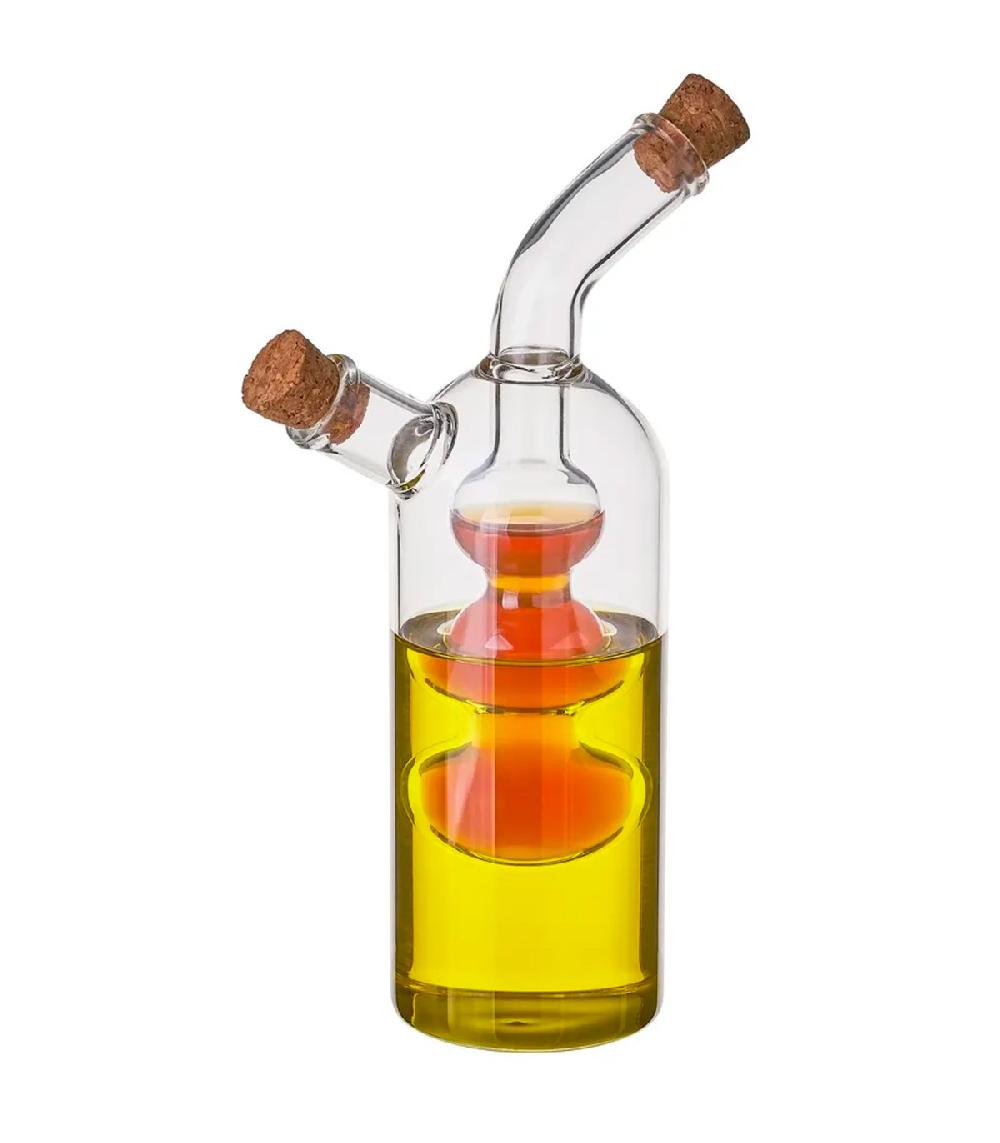 Wadiga Huilier Vinaigrier 2-en-1 Transparent En Verre Bouchons Liège - H19.5cm