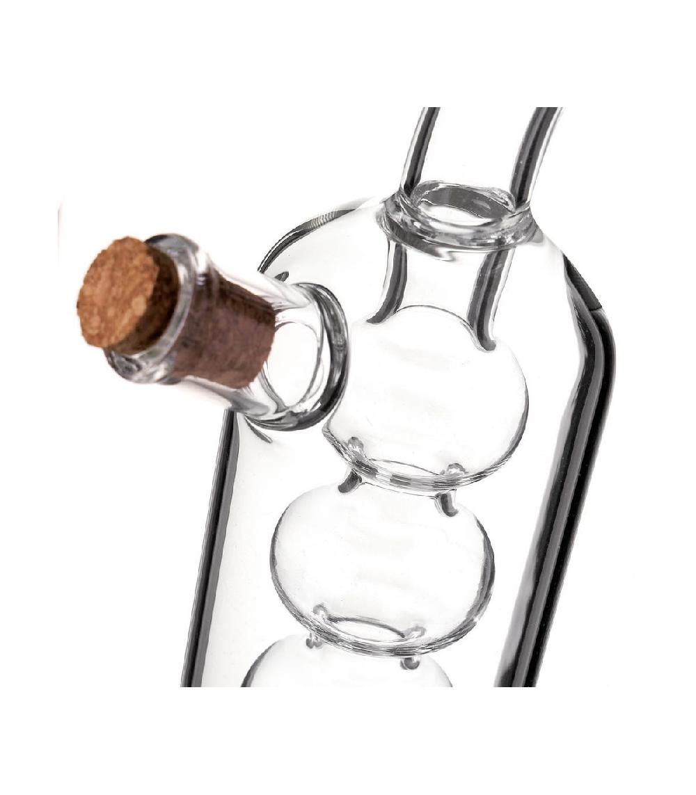 Wadiga Huilier Vinaigrier 2-en-1 Transparent En Verre Bouchons Liège - H19.5cm