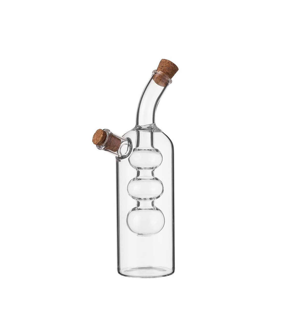 wadiga Huilier Vinaigrier 2-en-1 Transparent en Verre Bouchons Liège - H19.5cm