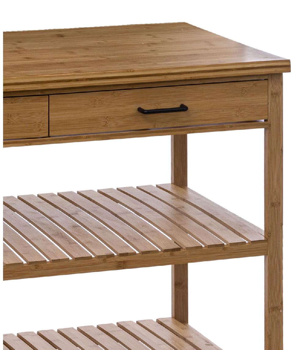 Wadiga Ilot De Cuisine Amovible En Bambou - 108x60x90cm