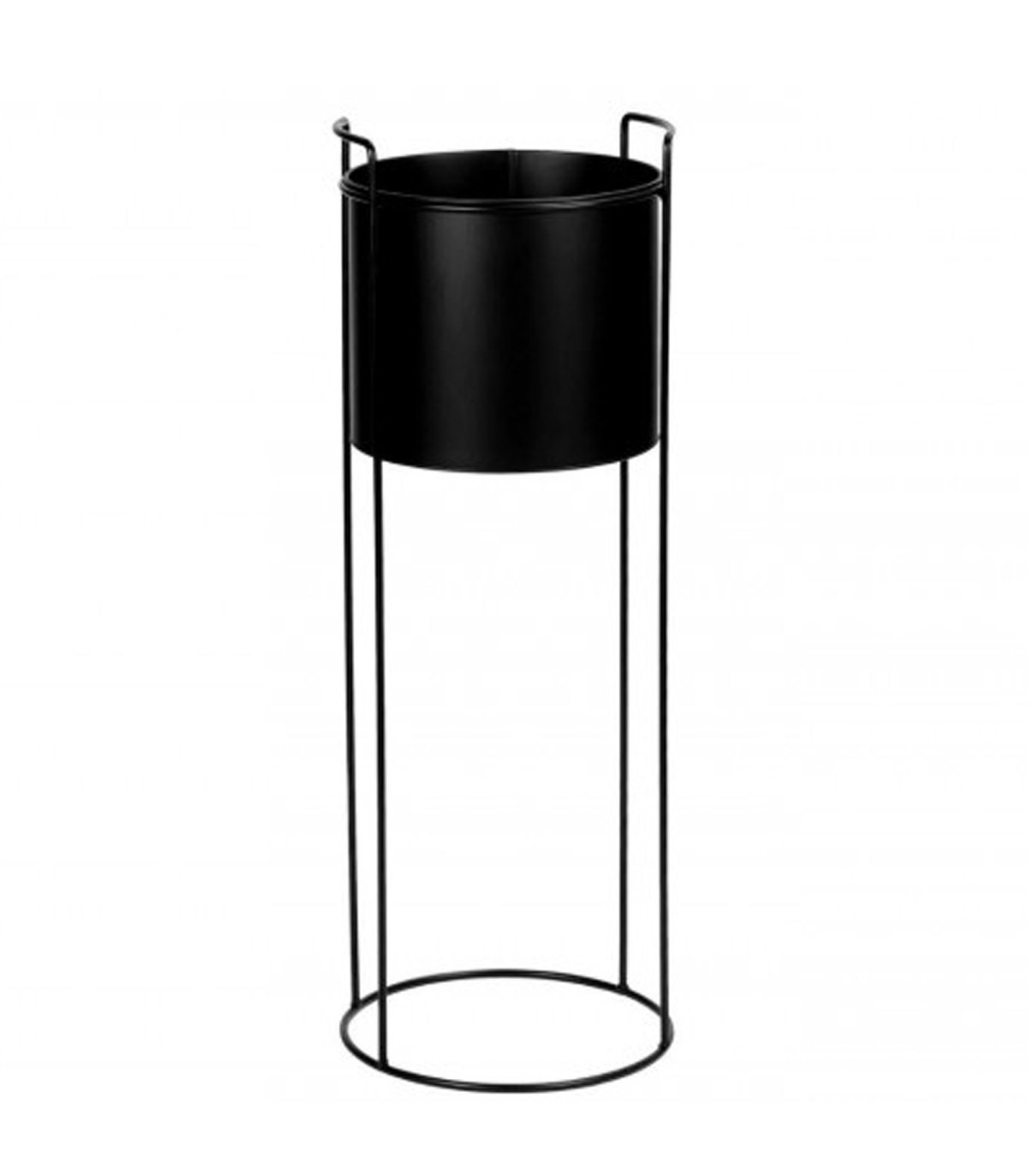 wadiga Jardinière ronde sur pied en métal noir - 28x80cm