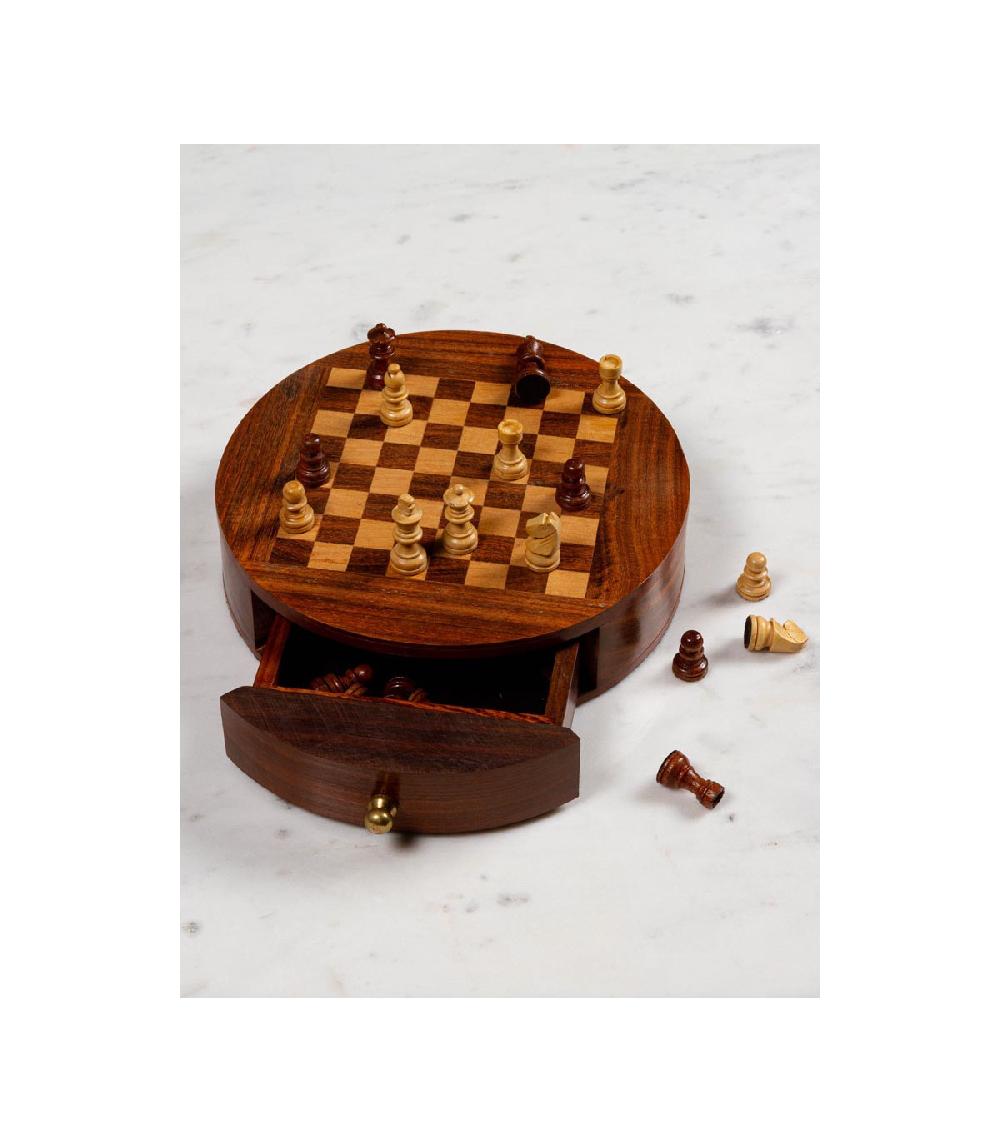 Wadiga Jeu D'échecs En Bois Rond Avec Tiroir De Rangement