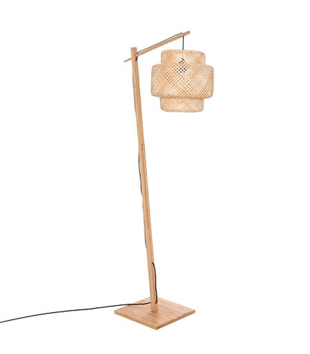 wadiga Lampadaire abat-jour suspendu en bambou 66x36x171.5cm