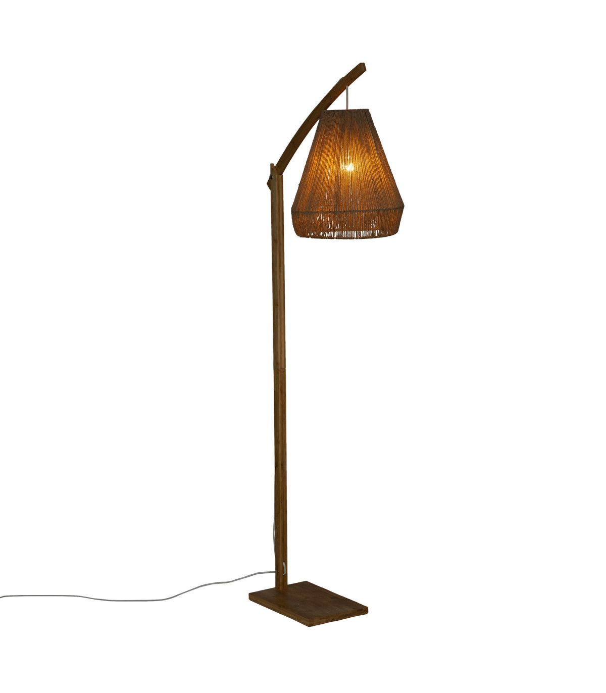 Wadiga Lampadaire Arc En Bambou Et Abat-jour Suspendu Jute 54x30x158cm