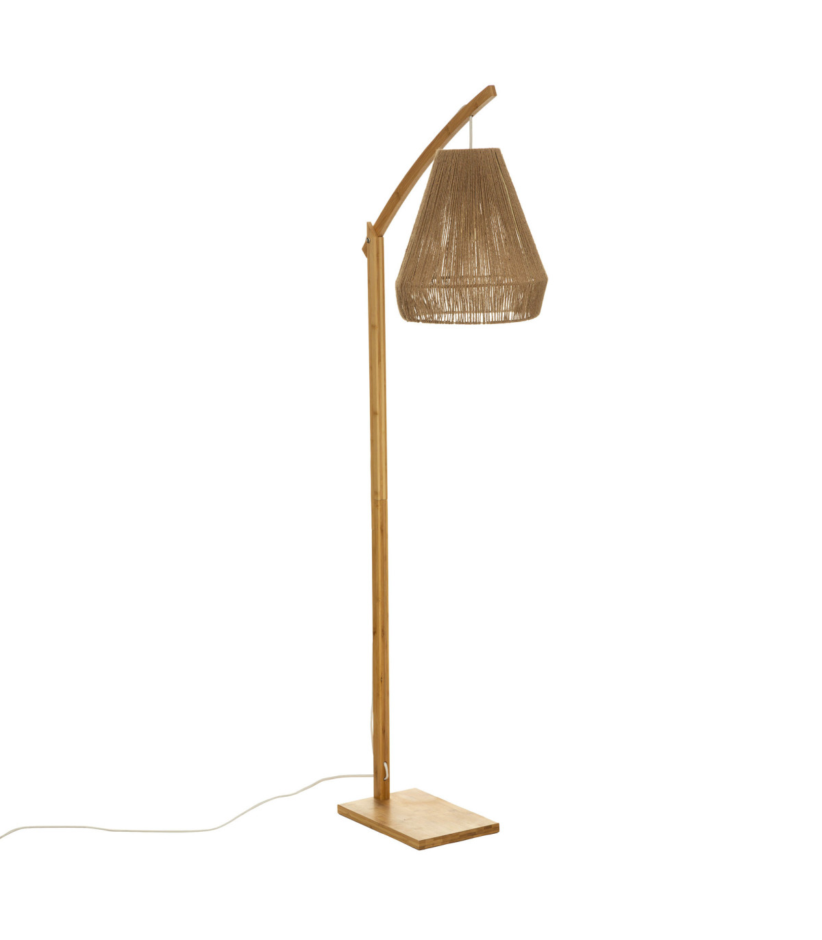 wadiga Lampadaire arc en bambou et abat-jour suspendu jute 54x30x158cm