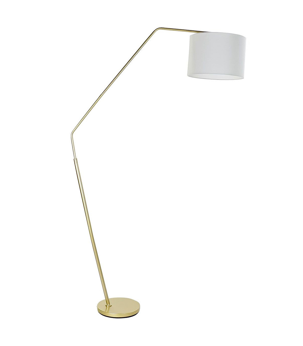 wadiga Lampadaire Arc Métal Doré et Abat-jour Blanc en Lin - H196cm