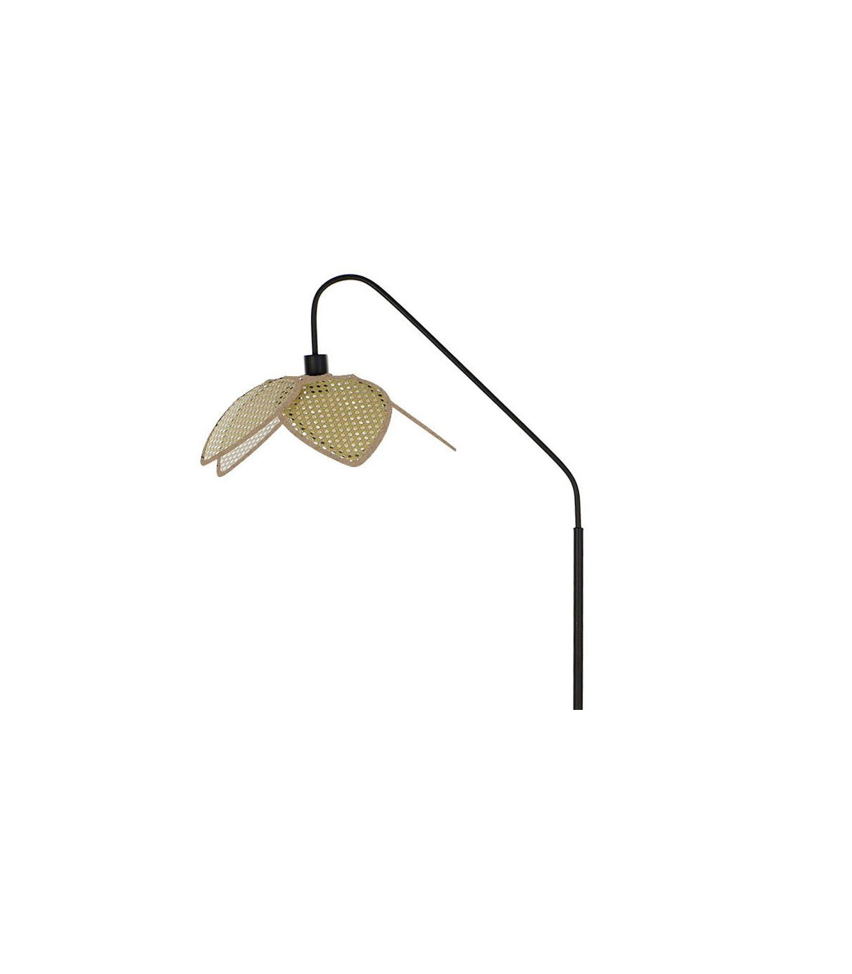 Wadiga Lampadaire Arc Métal Noir Et Abat-jour Rotin Synthétique - 45x72x165cm