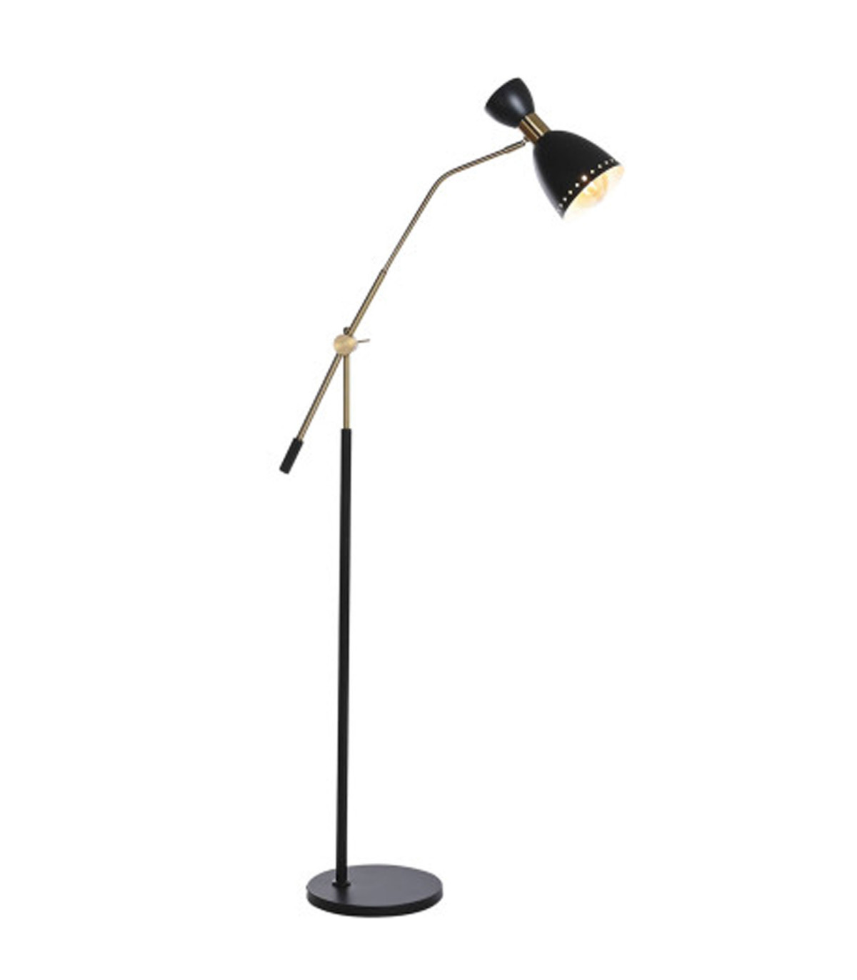wadiga Lampadaire articulé en métal noir et doré flexo 109x30x168cm