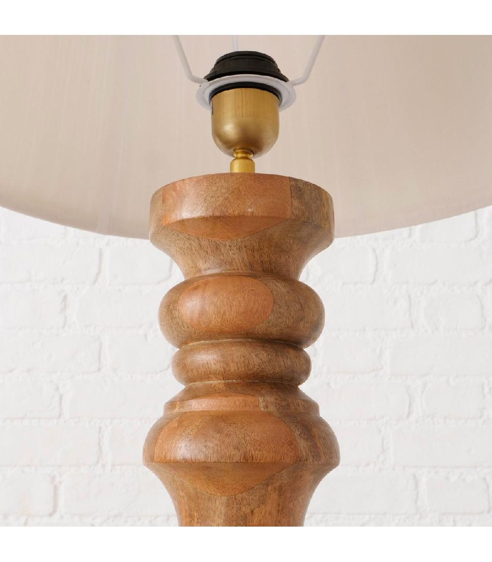 Wadiga Lampadaire Bois De Manguier Et Abat-jour Plissé Blanc 40x40x176cm