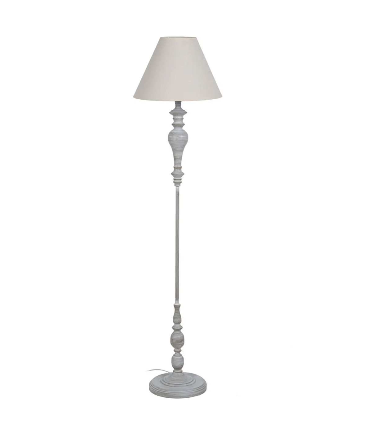 wadiga Lampadaire classique en métal gris et abat-jour lin beige 38x38x155cm
