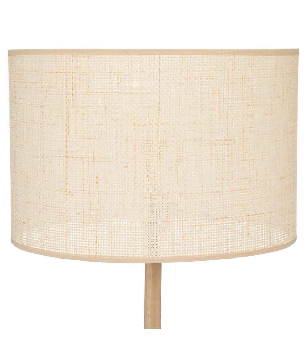 Wadiga Lampadaire Droit En Bois De Pin Et Abat-jour Tressé Beige Naturel 36x36x150cm