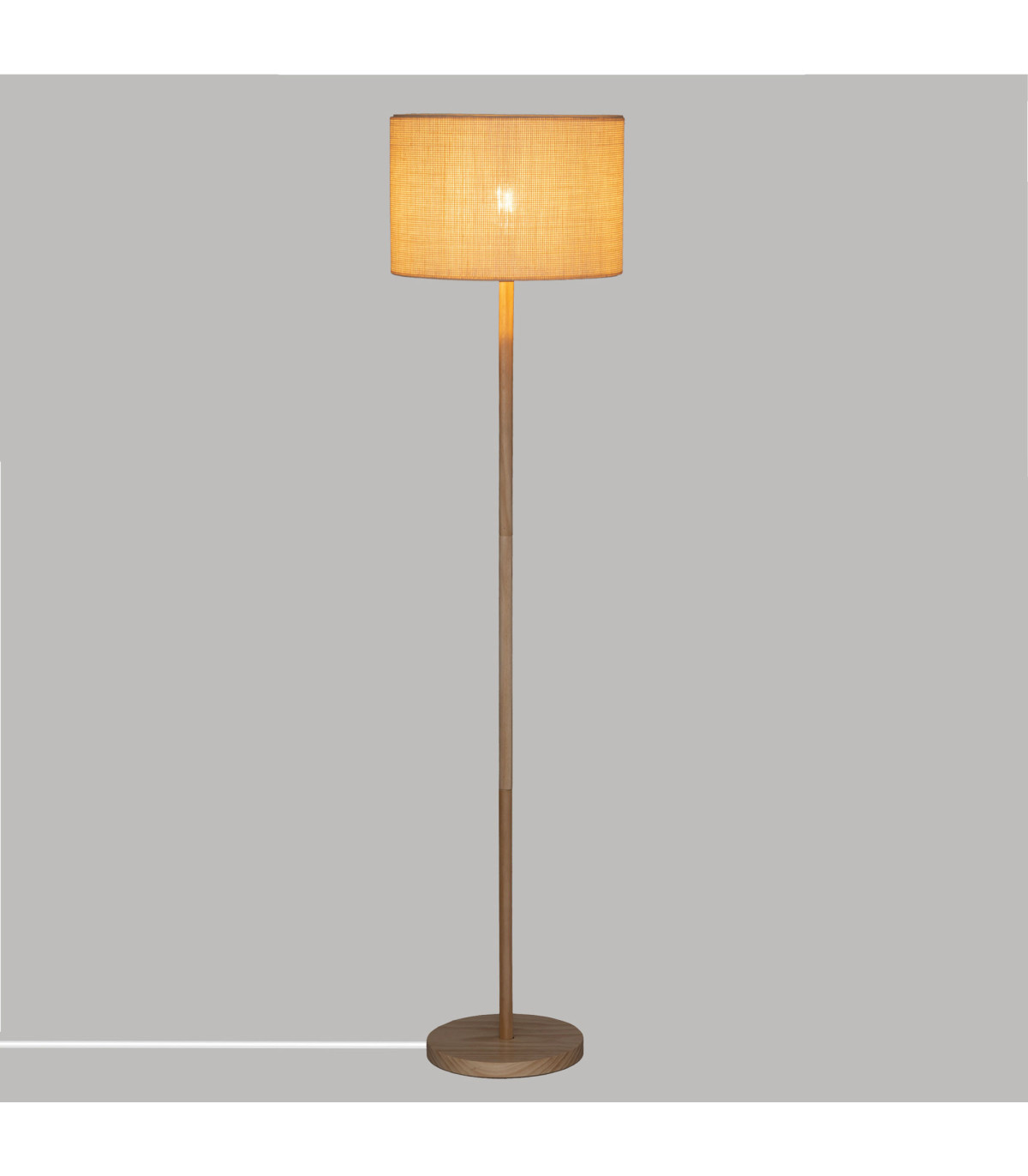 Wadiga Lampadaire Droit En Bois De Pin Et Abat-jour Tressé Beige Naturel 36x36x150cm