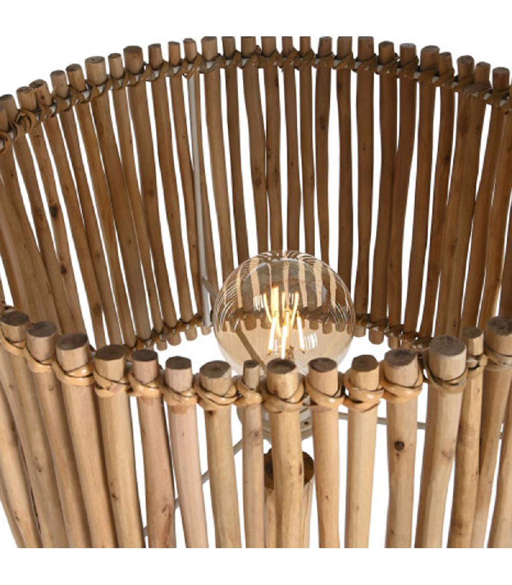 Wadiga Lampadaire En Bois D'eucalyptus Et Jute 40x40x150cm