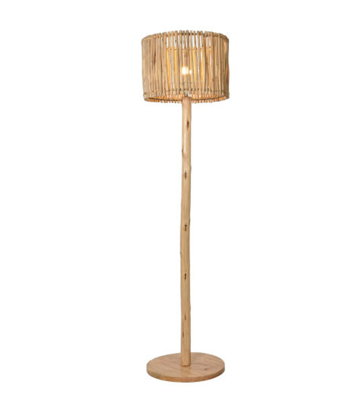 wadiga Lampadaire en bois d'eucalyptus et jute 40x40x150cm