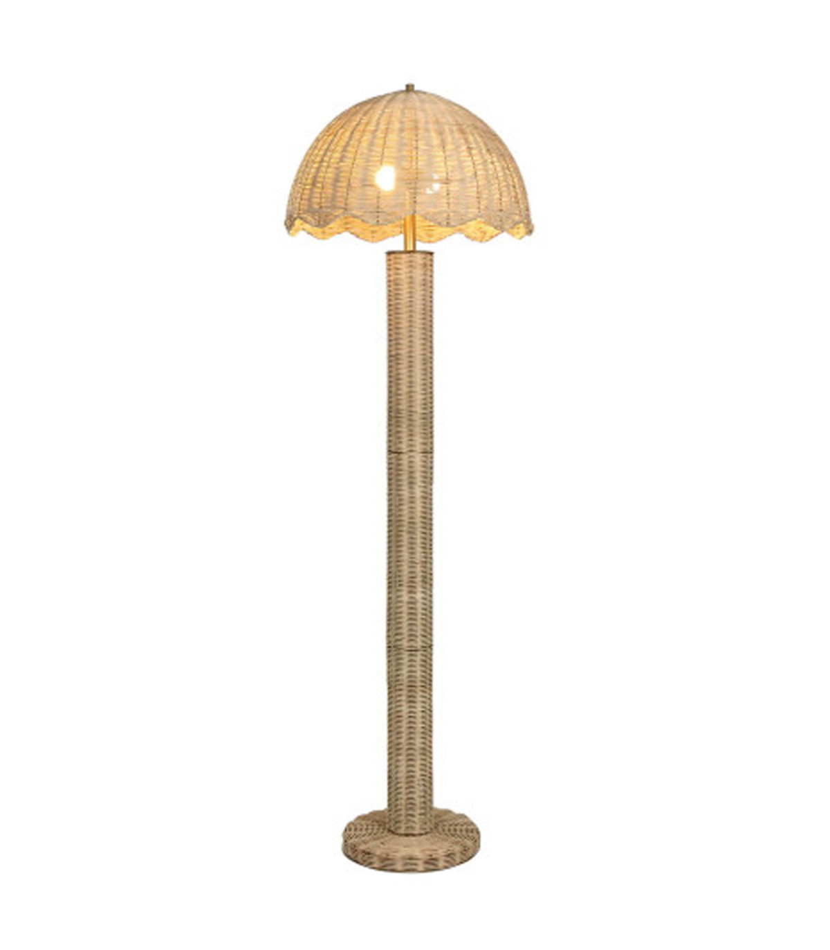 Wadiga Lampadaire En Rotin Et Métal Doré 47x47x150cm