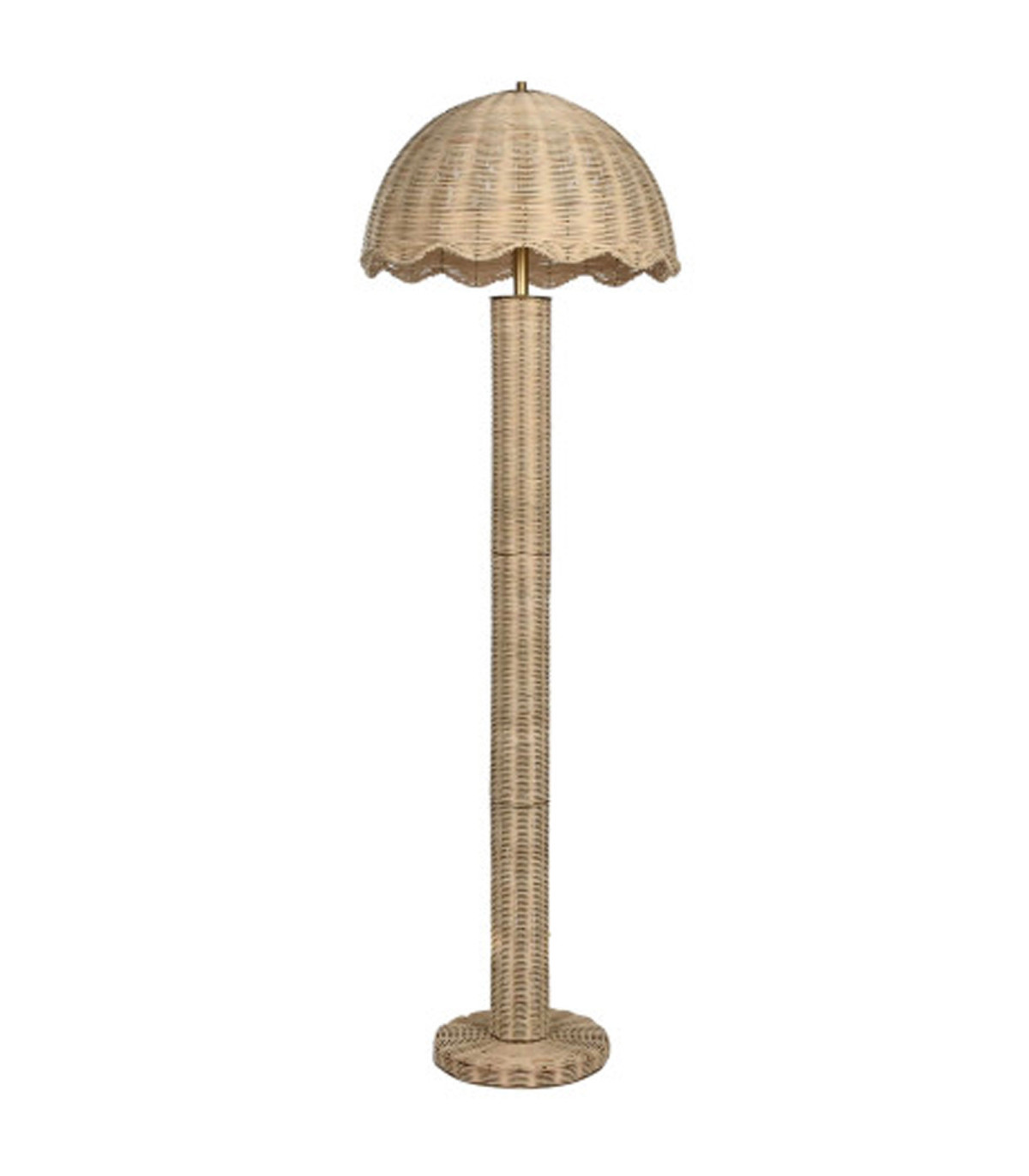 wadiga Lampadaire en rotin et métal doré 47x47x150cm