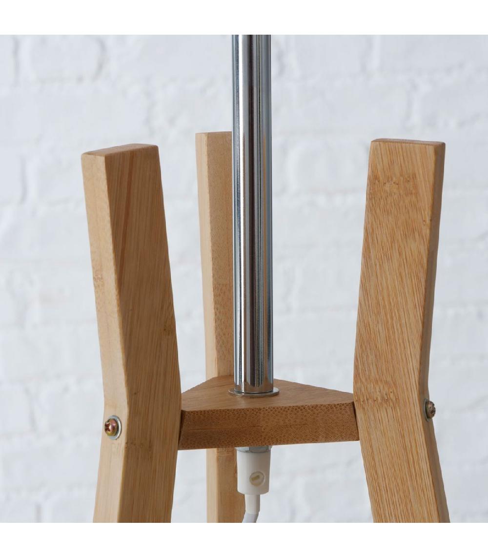 Wadiga Lampadaire étagère En Bambou Et Abat-jour Blanc 40x40x153cm