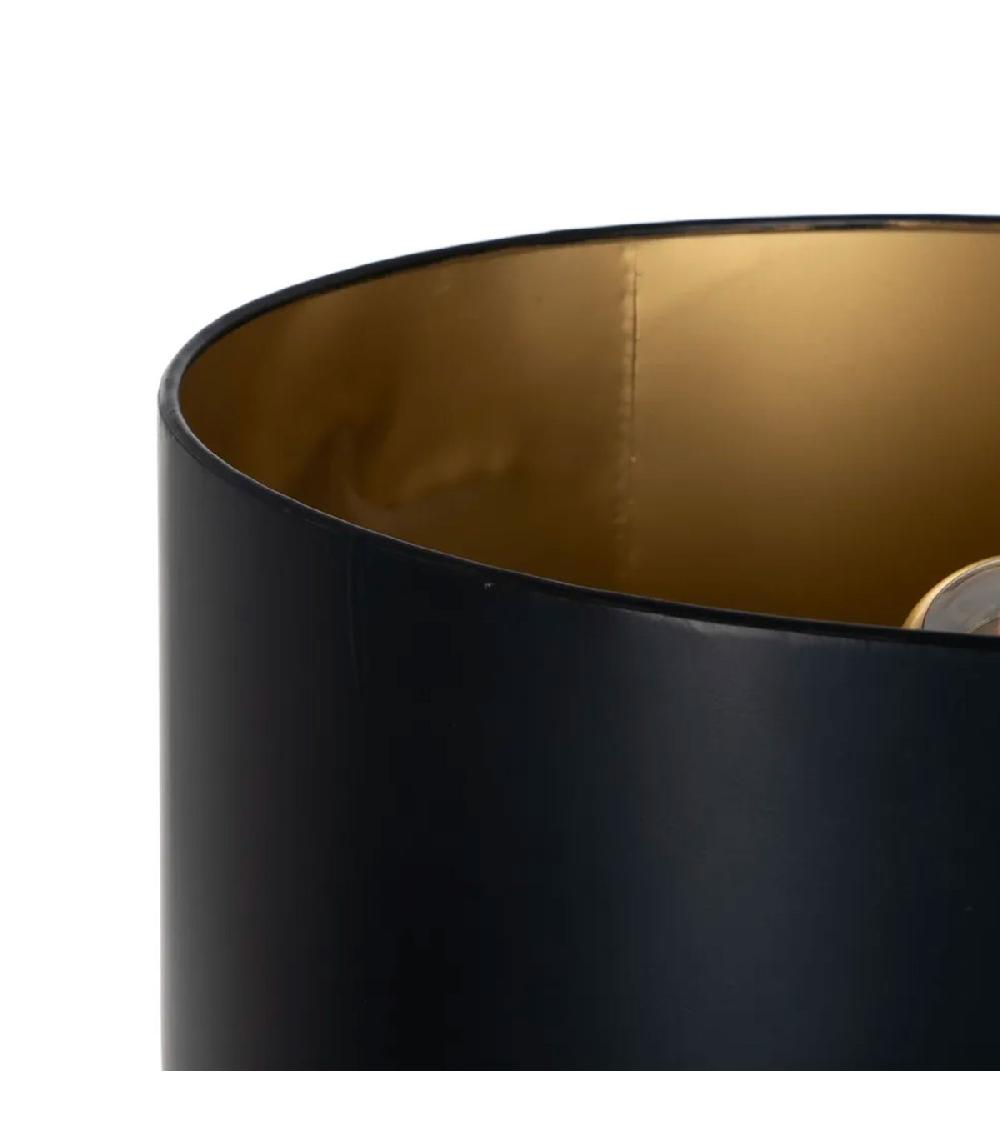 Wadiga Lampadaire Palmier En Métal Doré Et Abat-jour Tissu Noir 50x50x168cm