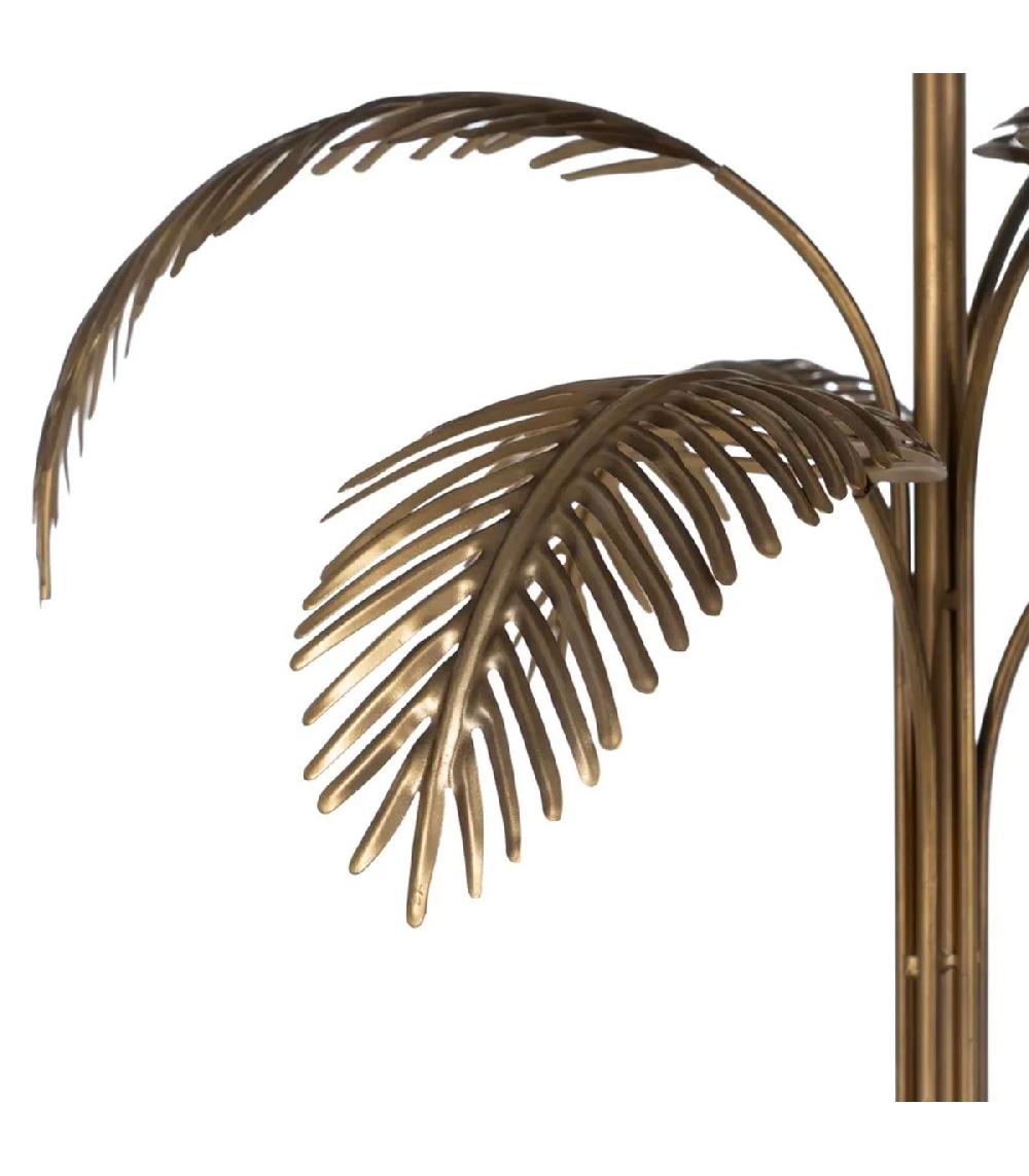 Wadiga Lampadaire Palmier En Métal Doré Et Abat-jour Tissu Noir 50x50x168cm