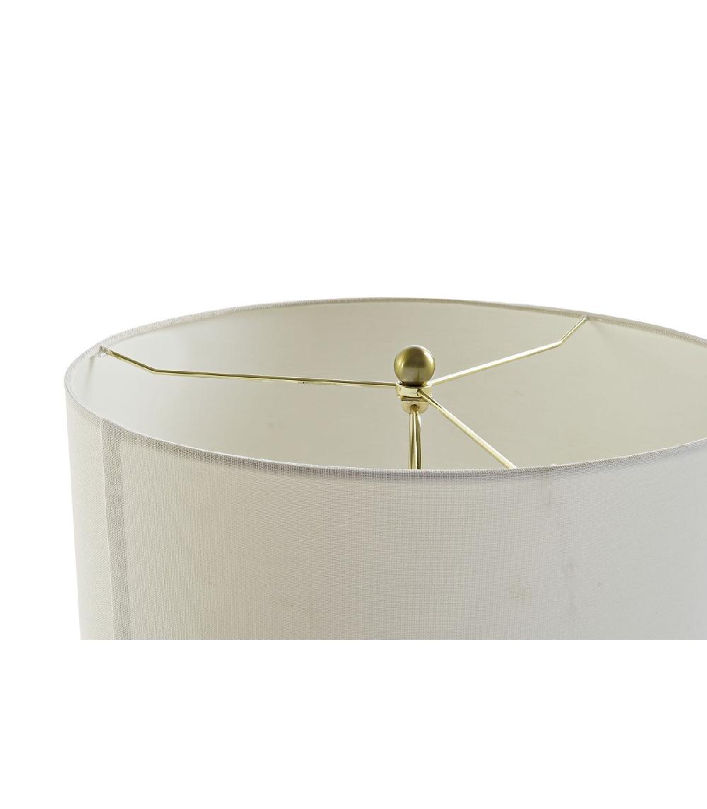 Wadiga Lampadaire Table En Métal Doré Et Abat-jour Blanc En Lin - H154cm