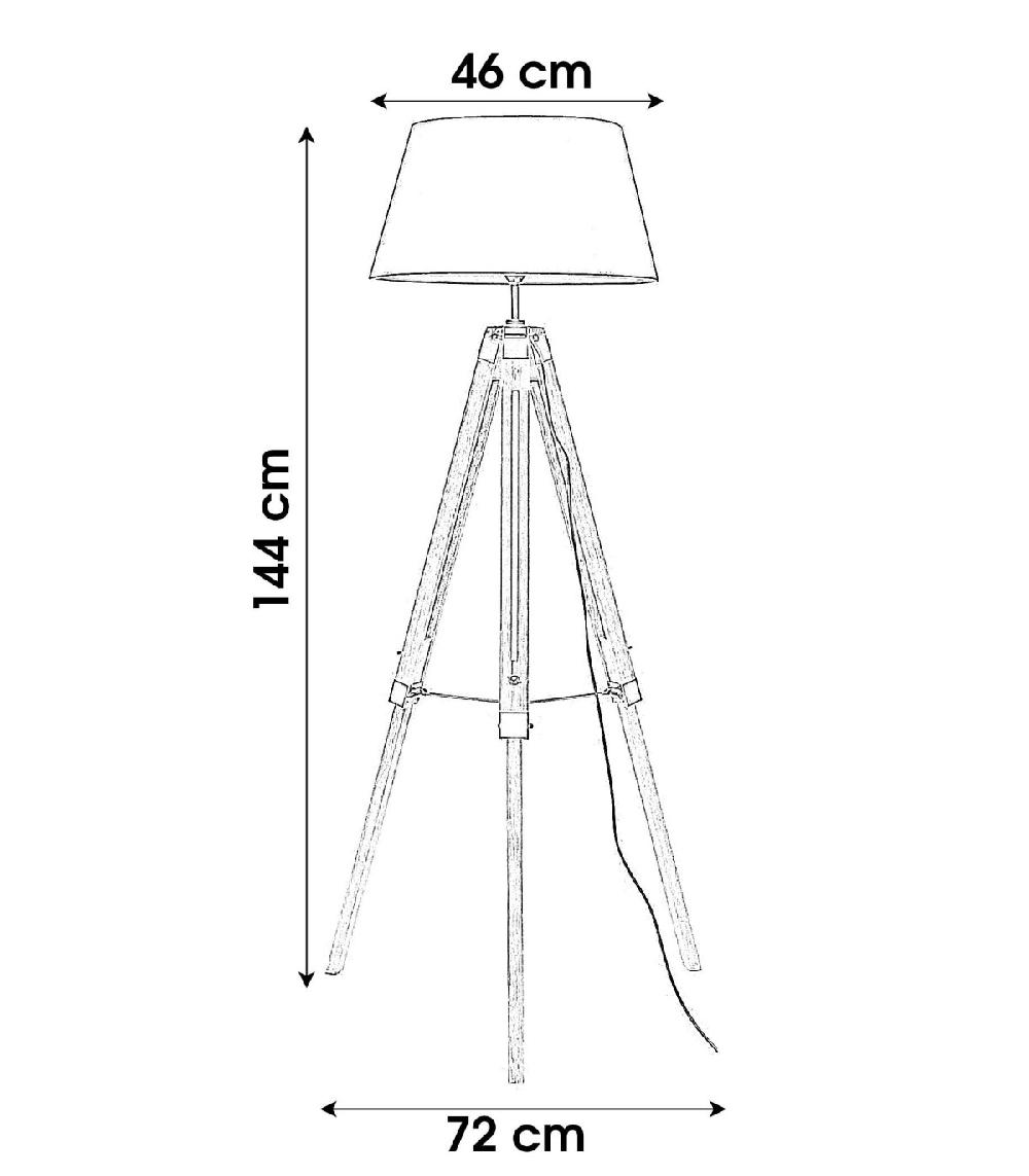 Wadiga Lampadaire Trépied Bois Abat-jour Gris Foncé