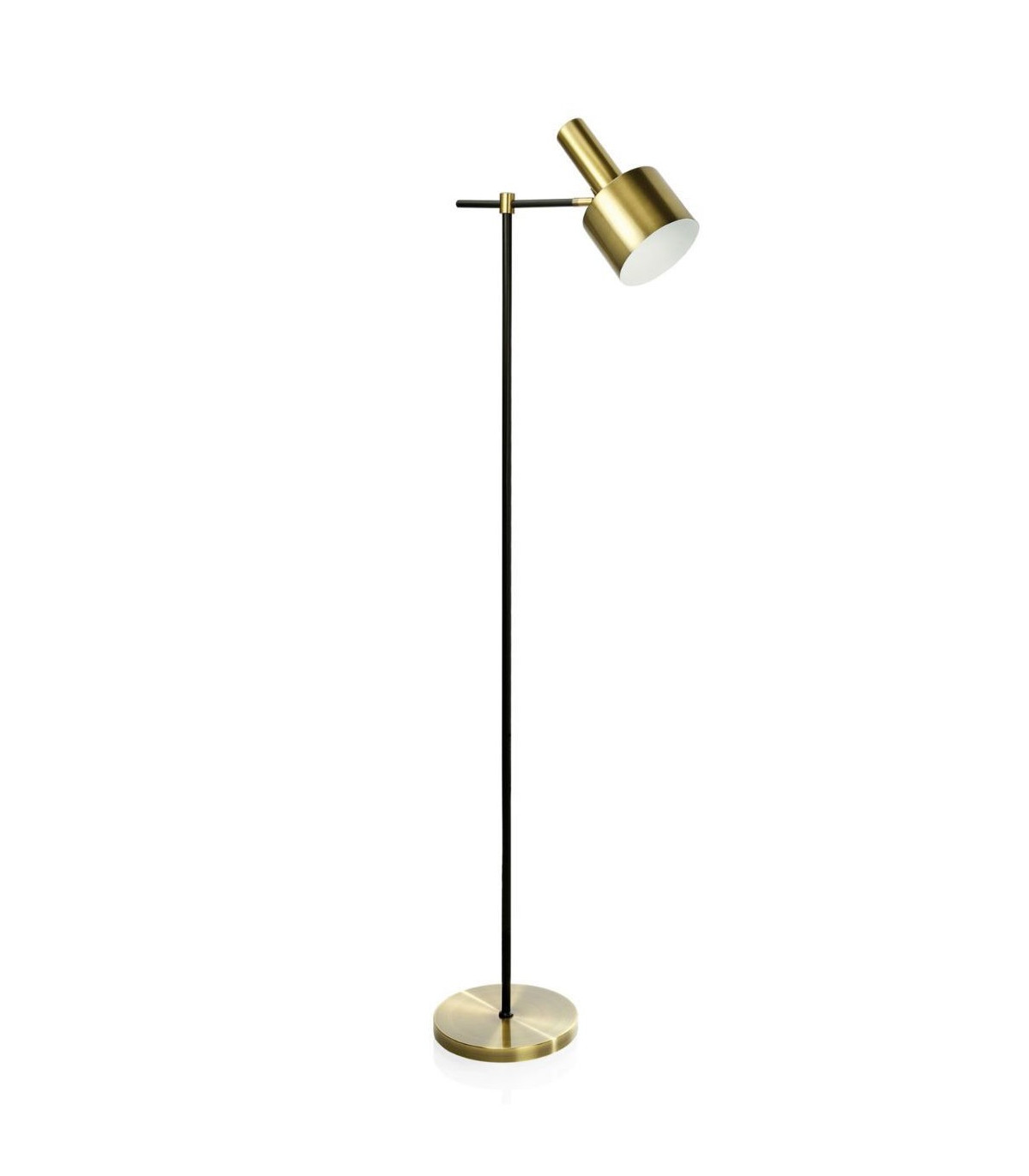 wadiga Lampadaire Vintage Métal Noir et Laiton Doré