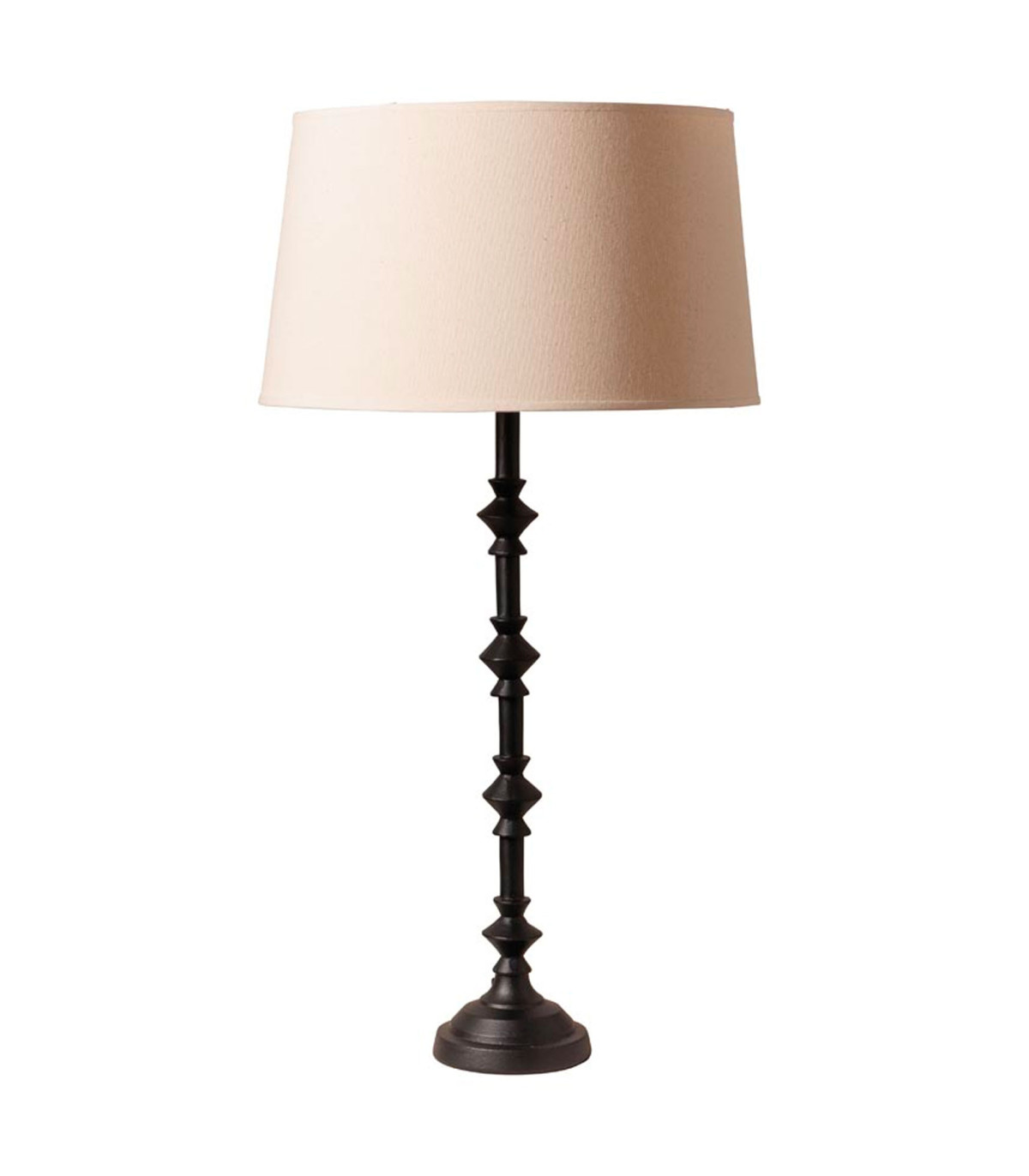 wadiga Lampe à poser aluminium noir et abat-jour lin beige 40x40x65cm